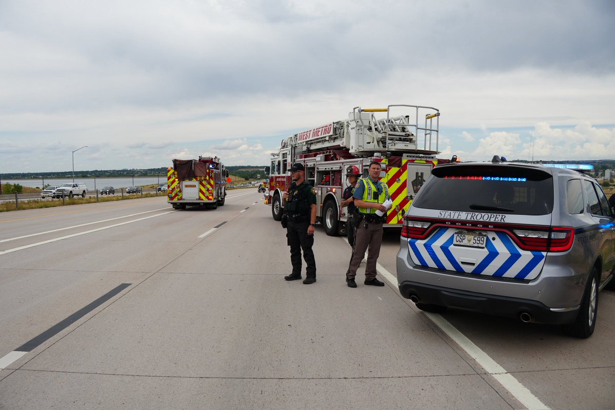 SouthMetroPIO's tweet image. SMFR, @jeffcosheriffco @WestMetroFire and @CSP_News are working a single vehicle rollover accident Eastbound C-470 just east of Wadsworth Blvd.  Multiple lanes of C-470 eastbound are closed.