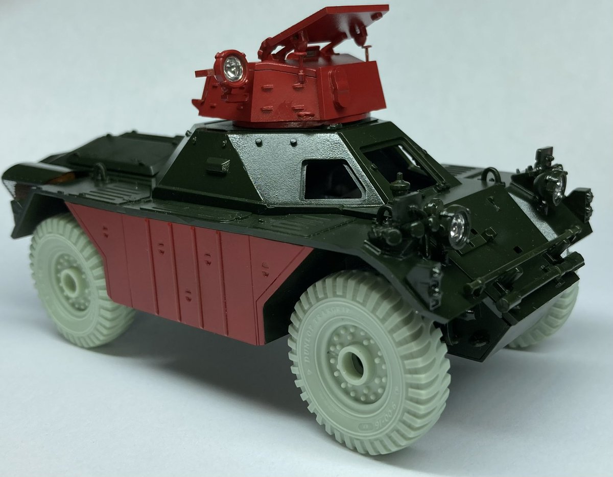 AdamWatkinson1's tweet image. I broke out the aftermarket resin wheels &amp;amp; couldn’t resist a fitting (without the hubcaps but 🤷‍♂️). A few more bits to add to the body but I reckon a Ferret looks nicer when ‘raised up’ on her wheels…my first Airfix kit for 40 odd years is proving to be an enjoyable build 👍😊