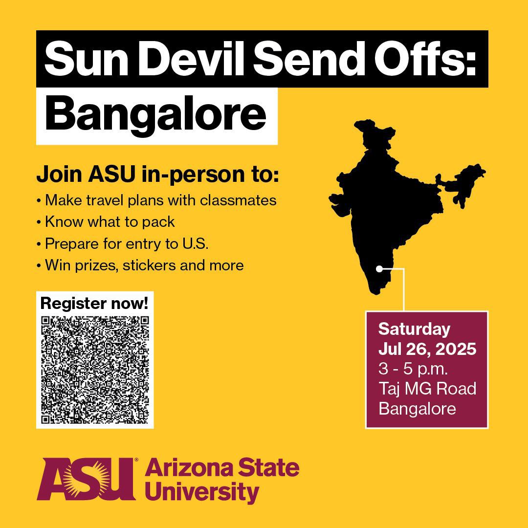 SSEBEatASU's tweet image. ๐ฎ๐ณ๐จ๐ฝโ๐ป @ASUEngineering #students in #Bangalore! ๐ฉ๐ฝโ๐ป๐ฎ๐ณ If you're going to @SSEBEatASU or any @ASUEngineering school this fall, donโt miss Sun Devil Send Off: Bangalore โ your first chance to connect with fellow future #engineers before you arrive in Tempe! ๐ lnkd.in/gHDtZ5Bj