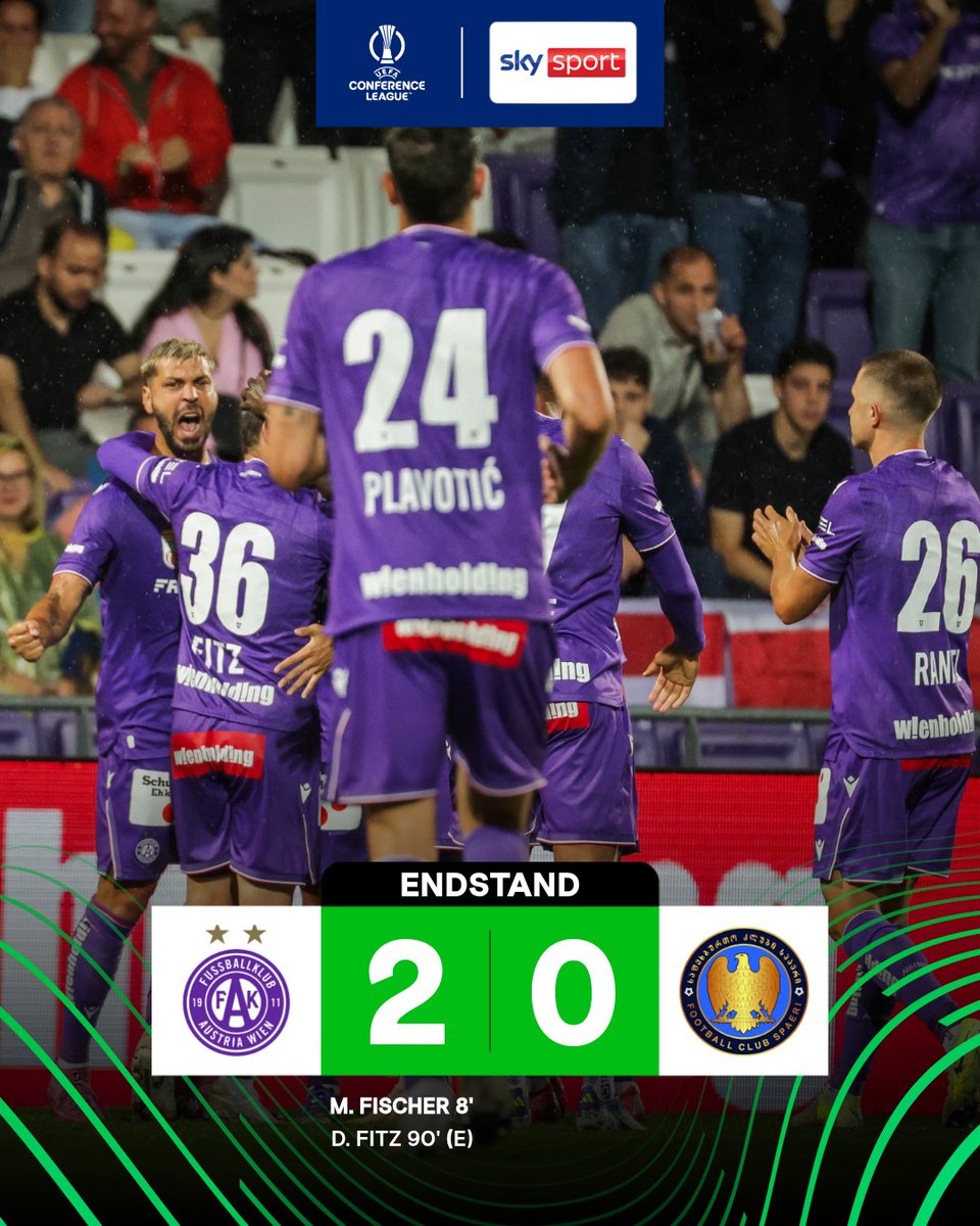 SkySportAustria's tweet image. Austria müht sich zu einem 2:0-Heimsieg im Hinspiel der 2. Qualirunde der Conference League gegen den georgischen Zweitligisten Spaeri FC!
skysportaustria.at/ueberlegene-au…
#SkyECL #UECL #FAKSPA #Austria #Spaeri #ConferenceLeague