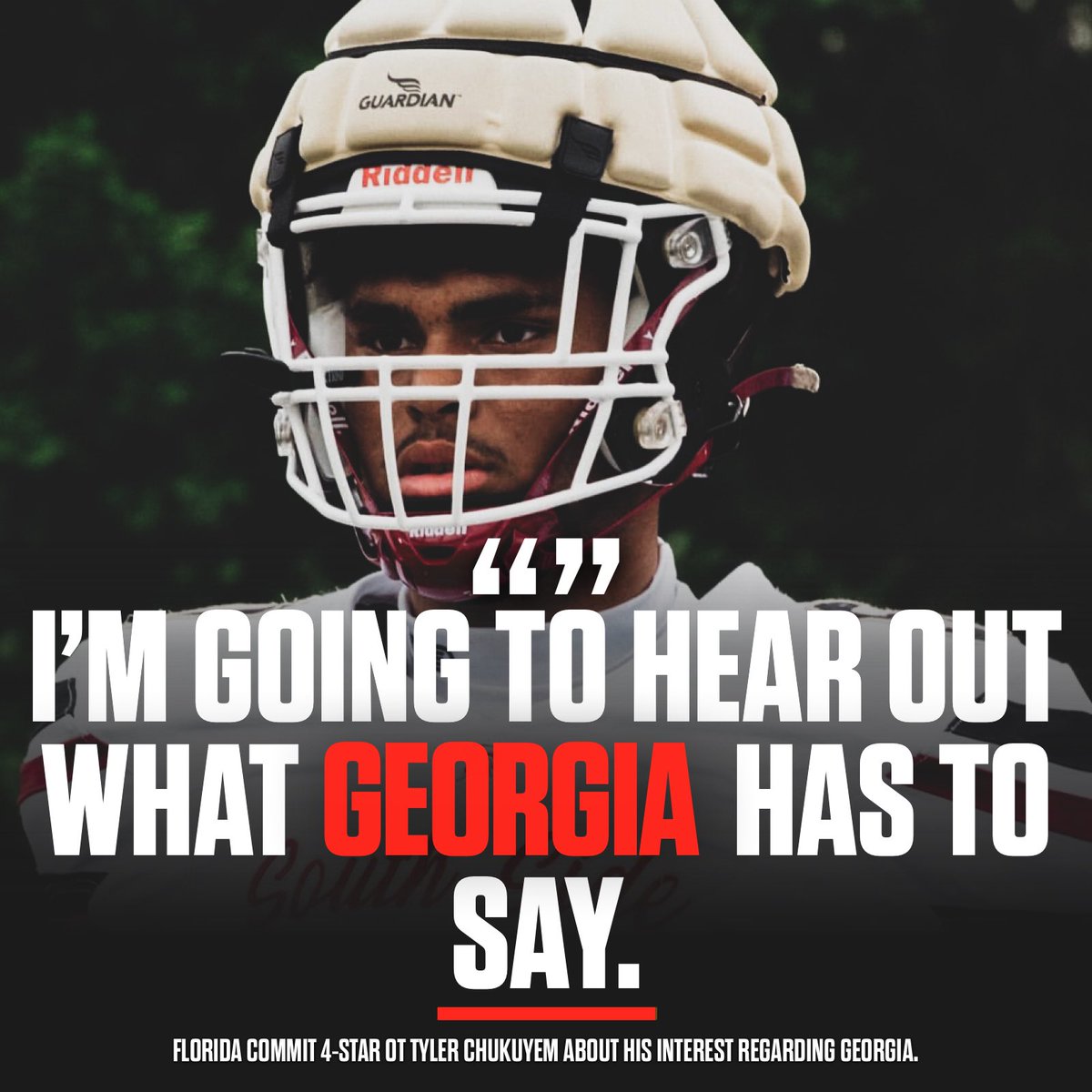 DawggRecruiting's tweet image. #Georgia is making a strong push to flip 4-star OT Tyler Chukuyem from Florida, per Jeremy Johnson of ON3. Chukuyem is open to what the Dawgs have to offer. 🐶👀

The 6’6” OT from Douglasville, GA is expected to make it to Athens for a visit this fall.