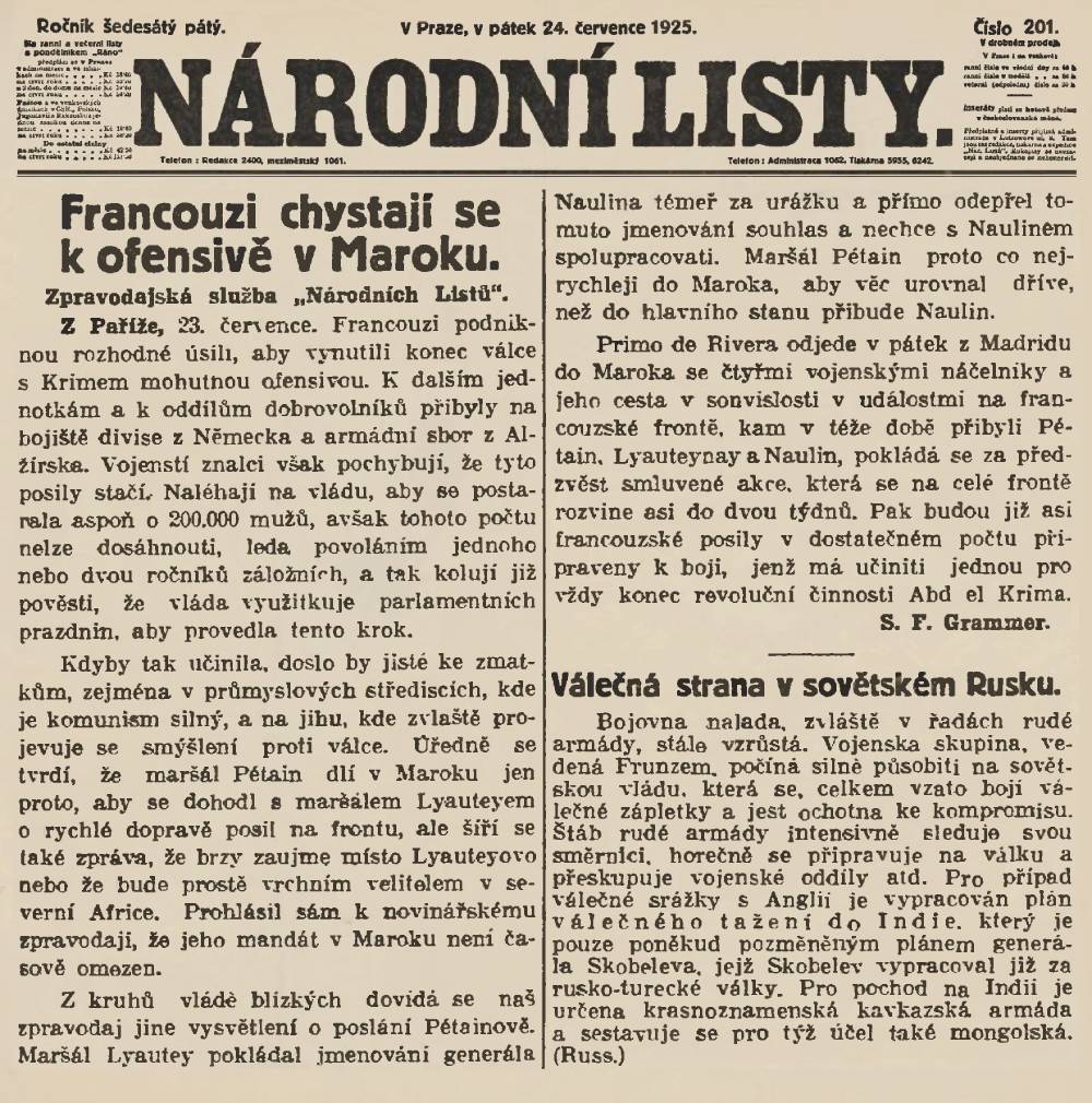 Národní Politika; ranní vydání; 24.7.1925
#CeskeListyHistoricke #Valka #Historie #Pred100lety