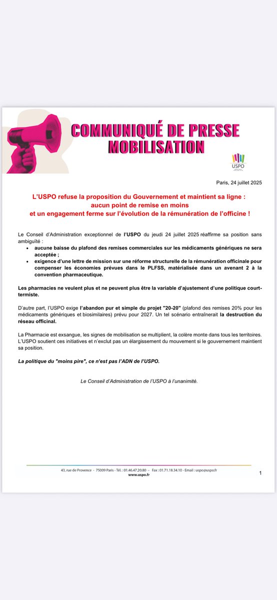 #40pourcentoulecombat
<a href="/USPO_Pharmacies/">USPO - Pharmaciens d’Officine</a> 
Pharmacien lève toi