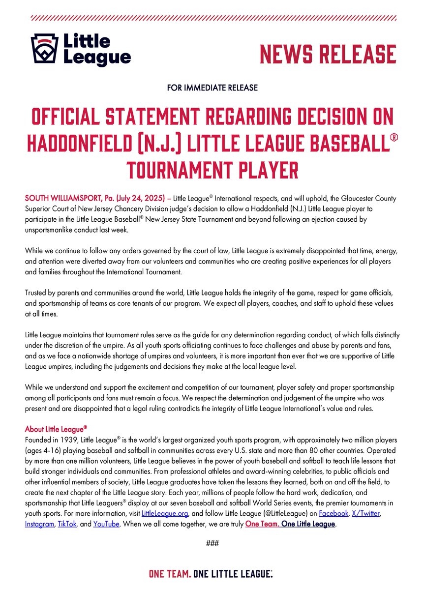 Little League tweet media