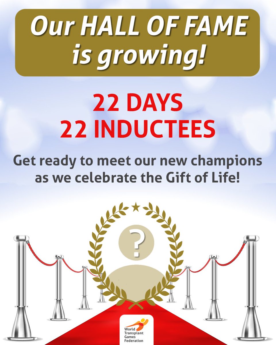 🌟 Our Hall of Fame is growing!

🏅 22 Days. 22 Inductees.

Join us as we honour transplant heroes who inspire the world through sport and the #GiftofLife.

🎉 Let the celebration begin!

#WTGF #HallOfFame #WTGF2025 #22Days22Inductees