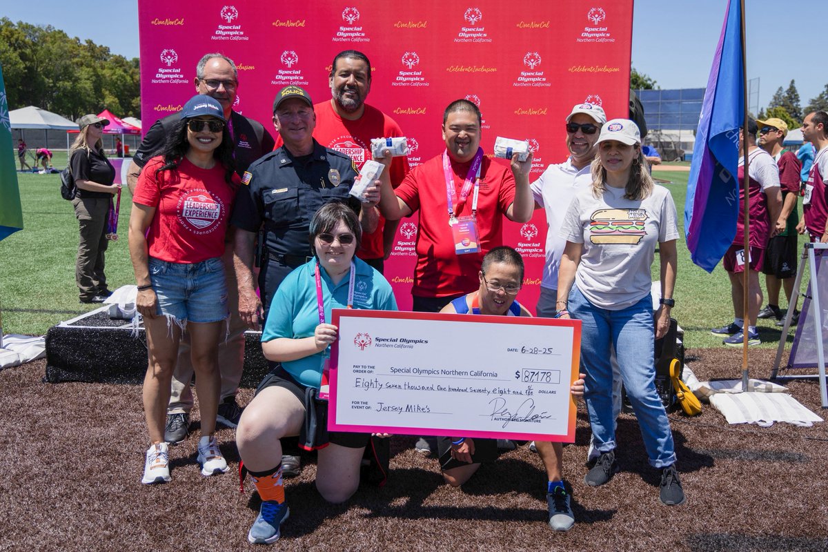 Special Olympics NorCal (@sonorcal) on Twitter photo Thank you to our friends at <a href="/jerseymikes/">Jersey Mike's Subs</a>!
A number of Jersey Mike's locations supported Special Olympics NorCal during March's Month of Giving & we celebrated with a fun check presentation at last month's Summer Games. Thank you! #tbt #onenorcal Thank you to our friends at <a href="/jerseymikes/">Jersey Mike's Subs</a>!
A number of Jersey Mike's locations supported Special Olympics NorCal during March's Month of Giving & we celebrated with a fun check presentation at last month's Summer Games. Thank you! #tbt #onenorcal
