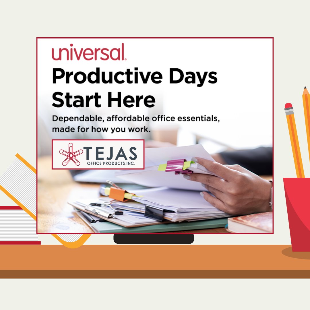 TejasOffice's tweet image. Ready for a productive week? With Universal, stocking up on office essentials that are dependable, affordable, and made for how you work is a breeze. Get organized, stay on budget, and set your office up for success ✅

#getorganized #setupforsuccess #tejasofficeproducts