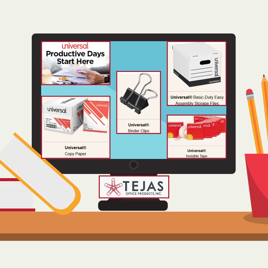 TejasOffice's tweet image. Ready for a productive week? With Universal, stocking up on office essentials that are dependable, affordable, and made for how you work is a breeze. Get organized, stay on budget, and set your office up for success ✅

#getorganized #setupforsuccess #tejasofficeproducts