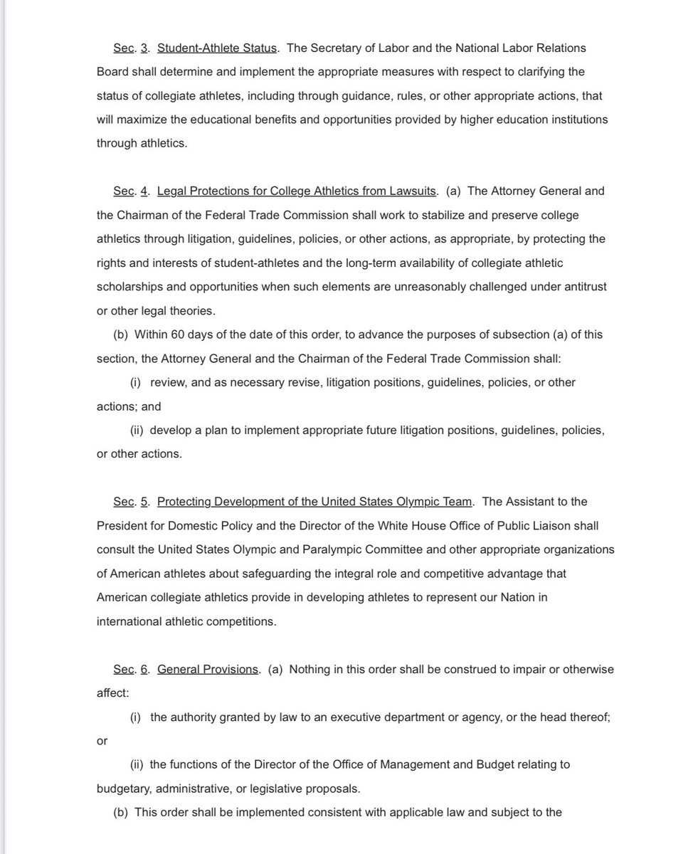 Ross Dellenger (@rossdellenger) on Twitter photo Here’s the full text of the signed presidential executive order, which is very similar to the draft obtained and written about last week by <a href="/YahooSports/">Yahoo Sports</a>
Story from earlier this- bit.ly/3IBA7W9 Here’s the full text of the signed presidential executive order, which is very similar to the draft obtained and written about last week by <a href="/YahooSports/">Yahoo Sports</a>
Story from earlier this- bit.ly/3IBA7W9