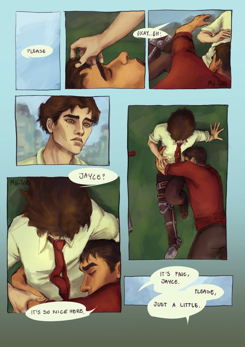 5/7 
 I think i want to post the last two pages together for the vibes so you‘ll have to give me some time 🫵🏻 

#jayvik #arcane