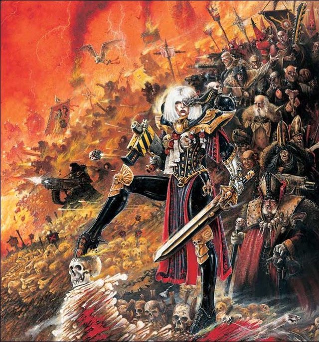 Another fantastic piece by the top man John Blanche. Someone once told me the sister was based on Debbie Harry. Is this true? Or just another urban myth?
Who even is Debbie Harry anyway??
.
#oldhammer #art #warhammercommunity #warhammer #warhammer40k #40k