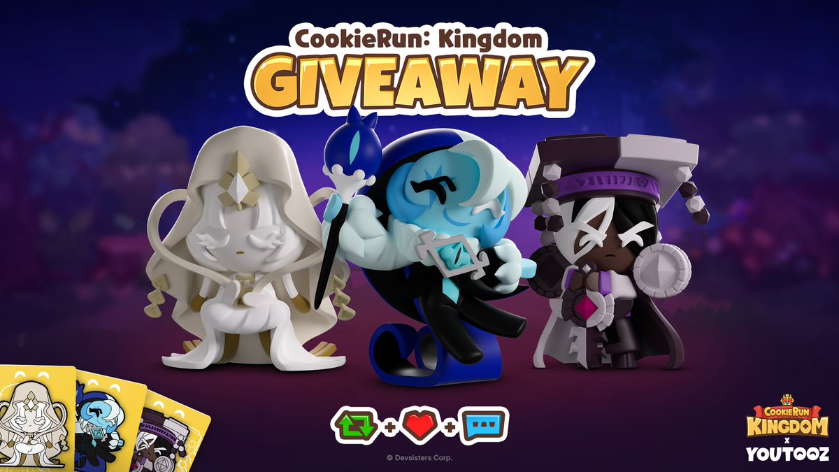 🍪COOKIE RUN KINGDOM GIVEAWAY🍪

to win the full set retweet and like this post then comment CRKTOOZ 👑 no limits on entries 

3 winners announced july 29th when the collection drops 🍬 goodluck!