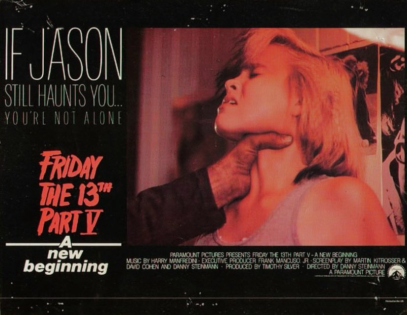 F13ARCHIVIST's tweet image. #BehindTheScenes photo of #JasonVoorhees actor Tom Morga and Tiffany Helm (Violet) on the set of #FridayThe13th Part V – A New Beginning (CIRCA LATE 1984) + UK lobby card promoting the film!
#HorrorCommunity #HorrorMovies #80s #horror