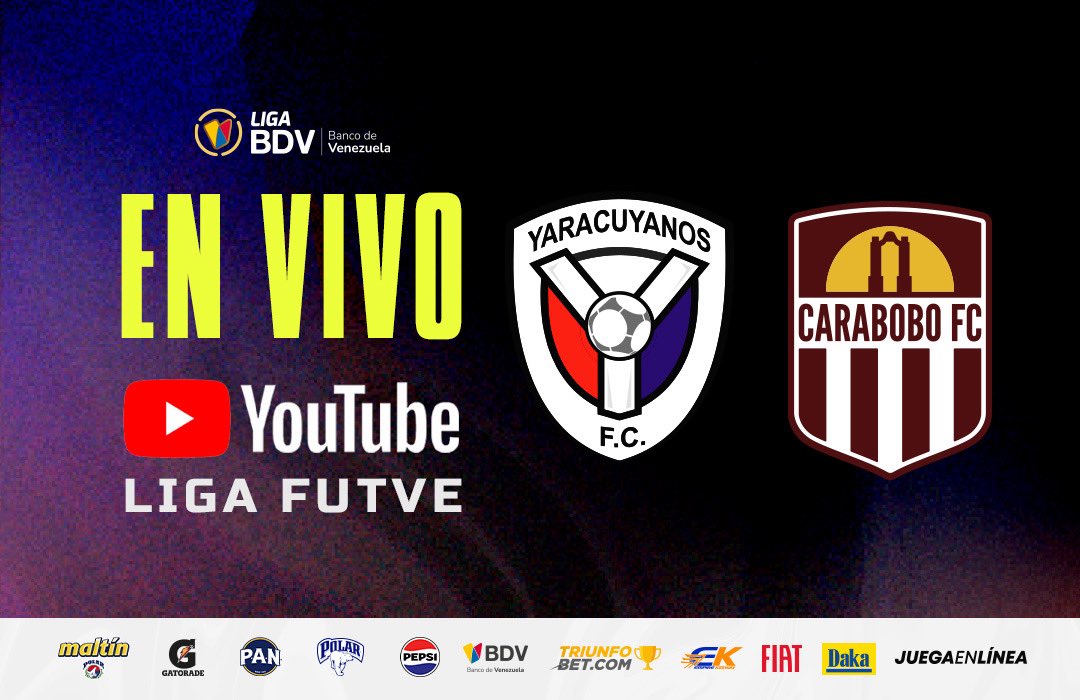 LigaFUTVE's tweet image. ⚔️ • @FCYaracuyanos 🆚 @Carabobo_FC
📲 • En vivo: tinyurl.com/ym84nfu2