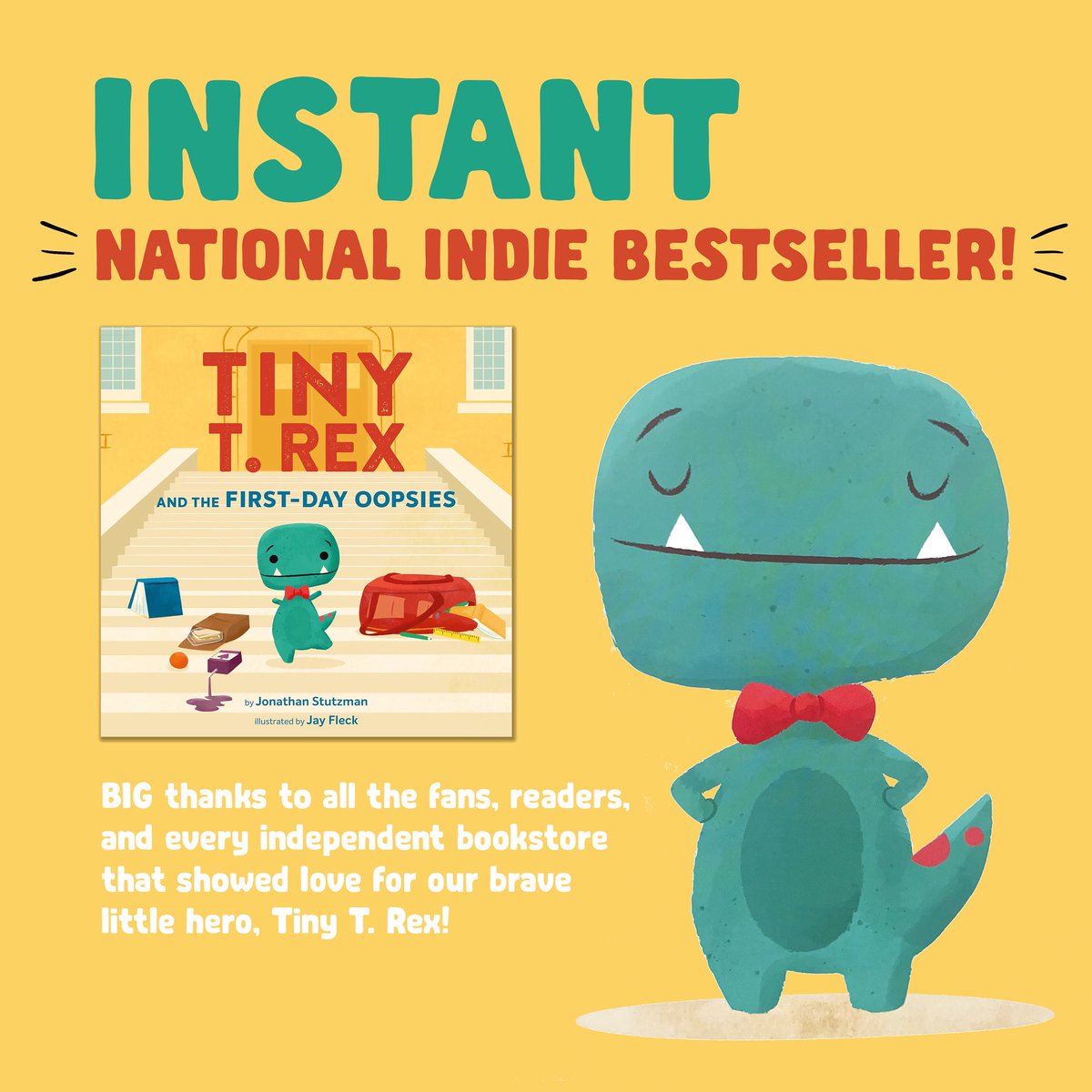 dustdancestoo's tweet image. Go Tiny!
TINY T. REX AND THE FIRST-DAY OOPSIES is an instant bestseller, debuting on the National Indie Bestseller list! ✨💚
BIG thanks you to all the fans, readers, and every independent bookstore for their support and love for our brave little hero, Tiny T. Rex! 🙏🏼💚🦖