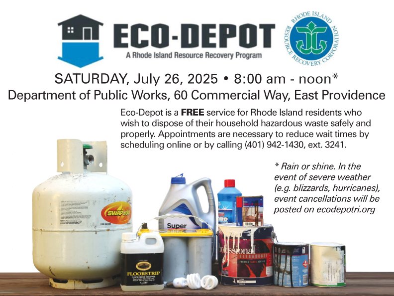 Appointments must be scheduled: rirrc.org/recycling-comp…

See accepted hazardous household waste: rirrc.org/sites/default/…

<a href="/RIRRC/">RIResourceRecovery</a>