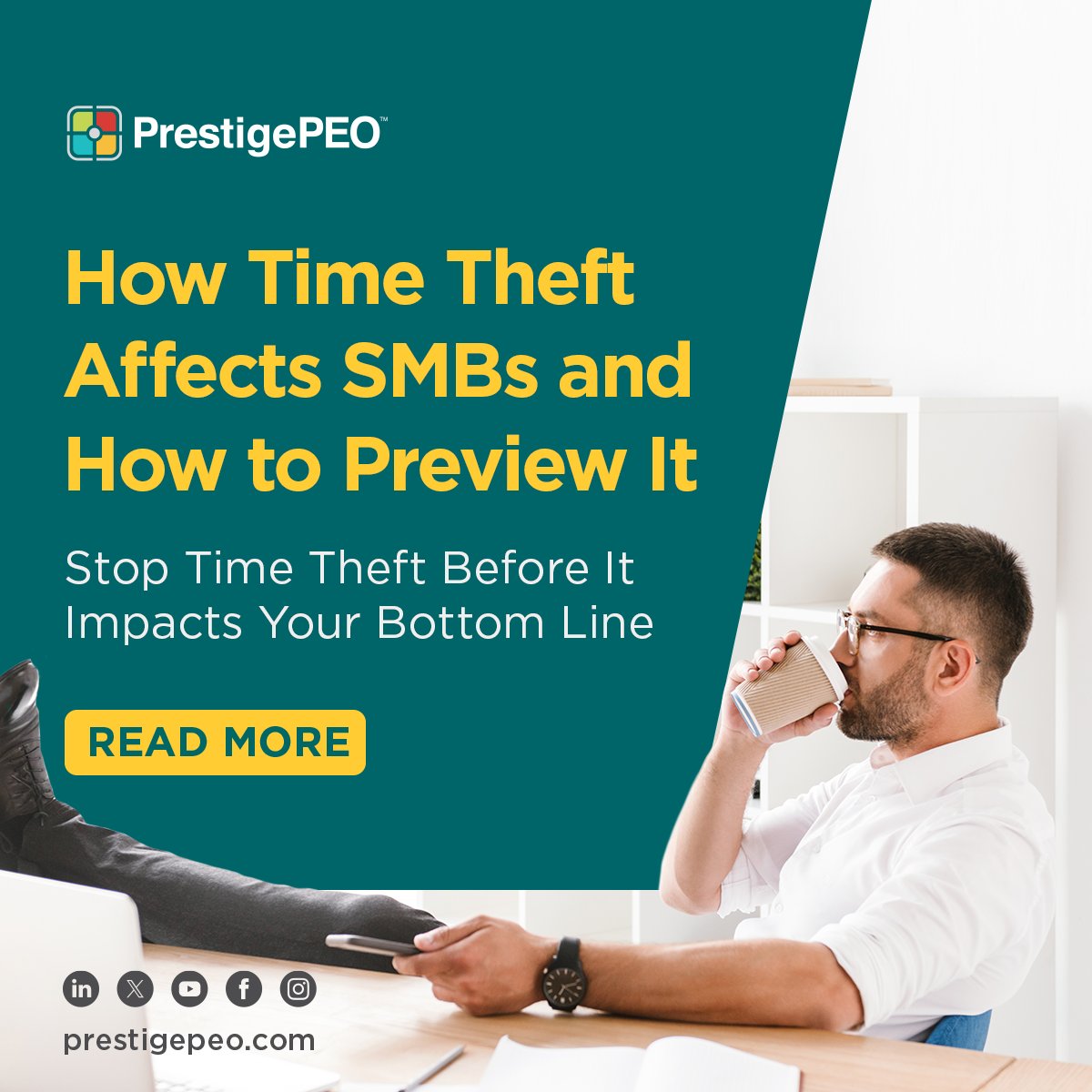 PrestigePEO's tweet image. #Timetheft is quietly costing SMBs thousands.
From buddy punching to extended breaks, every untracked minute adds up.
Our latest blog breaks it down:
✅ What time theft looks like
✅ The financial toll on SMBs
✅ How a PEO helps stop it
Read more: bit.ly/3H2QBGn