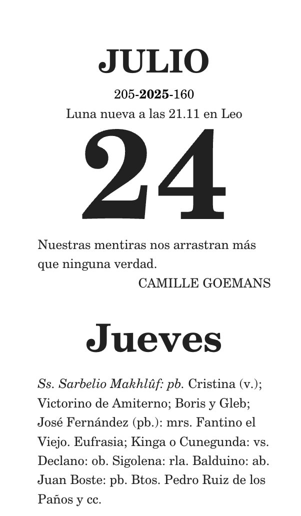 JMMartinMoreno's tweet image. ¡Toca celebrar el 24 de julio!
Hoy, bajo la energía renovadora de la Luna nueva en Leo, es un día perfecto para sembrar intenciones y abrir paso a nuevos comienzos.
Felicitamos con cariño a quienes cumplen años en esta fecha y a quienes celebran su onomástica:, incluyendo las…