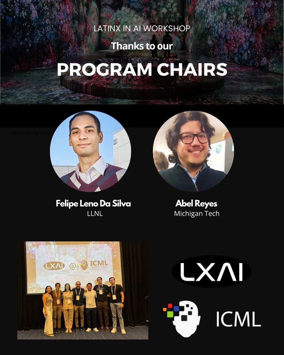 _LXAI's tweet image. A big shoutout to the ICML 2025 Program Chairs, Felipe Leno da Silva and Abel Andres Reyes-Angulo, for all their support in shaping the Latinx in AI (LXAI) workshop! 🙌
#ICML2025 #LatinxinAI #DiversityInAI