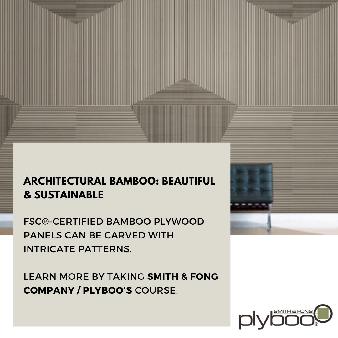 Expand your knowledge with our FREE online course.

Smith &amp; Fong Plyboo : Architectural Bamboo: Beautiful &amp; Sustainable - aecdai.ly/plyboo01w