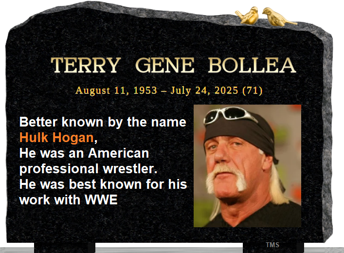 Djzman's tweet photo. Terry Gene Bollea AKA Hulk Hogan, was an American professional wrestler. He was best known for his work with WWE 

Hogan passed from a cardiac arrest at his home in Clearwater, Florida, on July 24, 2025 https://t.co/agK2pfTPIY