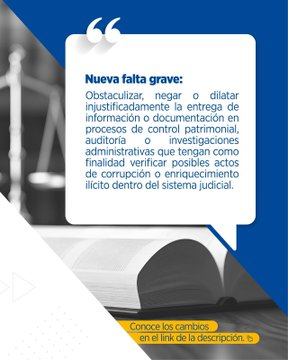 📖 | #ReformasCOFJ 

¡Nueva sanción catalogada como grave en el Código Orgánico de la Función Judicial!

Las reformas establecidas por la Ley de Integridad Pública, incluyen el numeral 16, en el artículo 108 del COFJ.

🔗 Conoce las reformas aquí: tinyurl.com/529rwzpj