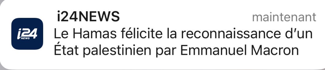 Le Hamas félicite Emmanuel Macron.
Quel naufrage.