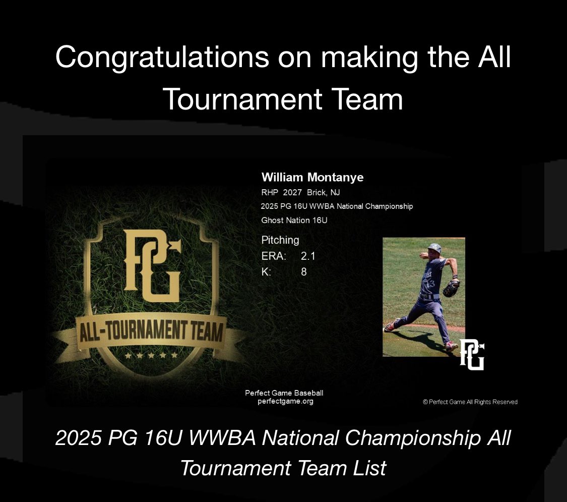 Was happy to find out that I made all tournament team for the WWBA national tournament down in Georgia.
<a href="/PRDBaseball/">PRD</a> 
<a href="/NJCollegeBSBNat/">Jersey Baseball Nation</a> 
<a href="/BM_Baseball/">BM_Baseball</a> 
<a href="/BUncommitted/">Baseball_Uncommitted</a>
