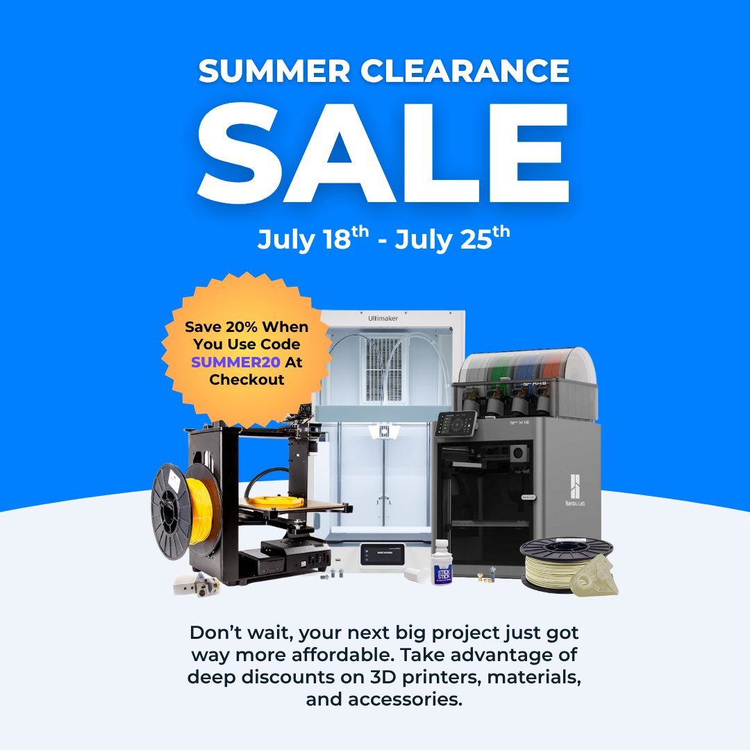 MatterHackers's tweet image. Last chance! Summer Clearance ends tonight. Huge savings on 3D printers, filaments, and more. Shop now—these deals are gone at midnight!
matterhackers.com/r/7rYsiQ
#MatterHackers