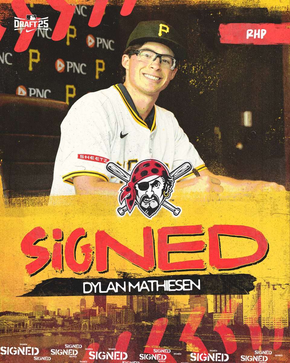 Young Bucs (@youngbucspit) on Twitter photo The <a href="/Pirates/">Pittsburgh Pirates</a> have signed RHP Dylan Mathiesen, their 13th-round pick in the 2025 First-Year Player Draft.
Congratulations, Dylan! 👏 The <a href="/Pirates/">Pittsburgh Pirates</a> have signed RHP Dylan Mathiesen, their 13th-round pick in the 2025 First-Year Player Draft.
Congratulations, Dylan! 👏
