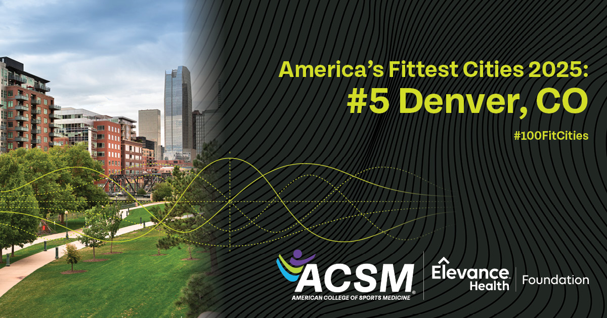 ACSMNews's tweet image. The Mile High City lands at No. 5 on the list of America's fittest cities in 2025!
↘️ Denver leads the way with the lowest % of residents with diabetes (6.2) #100fitcities
Learn more and see how your city ranks: brnw.ch/21wUp9D