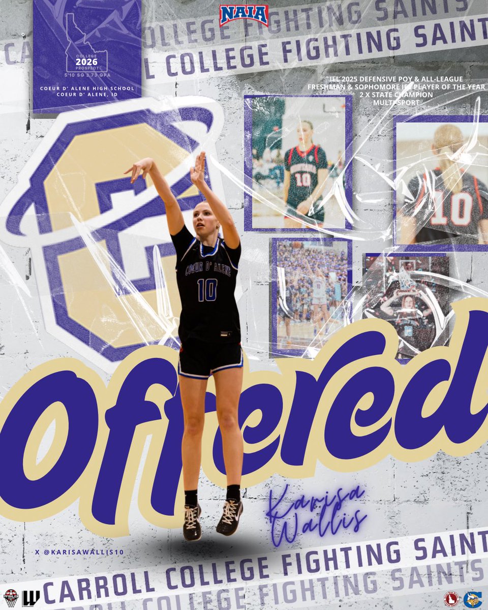Karisa Wallis (@karisawallis10) on Twitter photo After a great conversation with Coach Sayers, I am blessed to announce my first official offer to continue playing basketball with <a href="/CCSaintsWBB/">Carroll College Women's Basketball</a>
I really appreciate the staff taking the time to get to know me and for this opportunity! After a great conversation with Coach Sayers, I am blessed to announce my first official offer to continue playing basketball with <a href="/CCSaintsWBB/">Carroll College Women's Basketball</a>
I really appreciate the staff taking the time to get to know me and for this opportunity!
