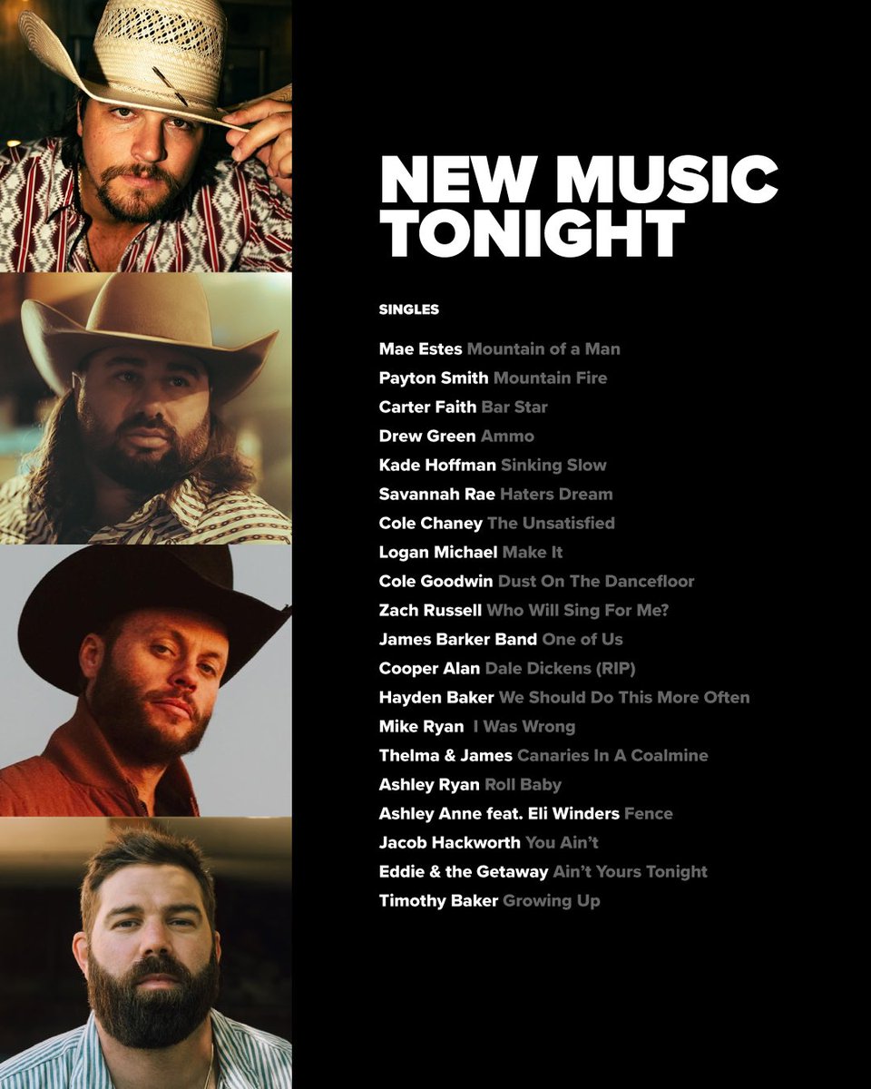 CountryCentral's tweet image. New music tonight! (Some of these have already been released and there may be more announced later).
What will you be listening to first?