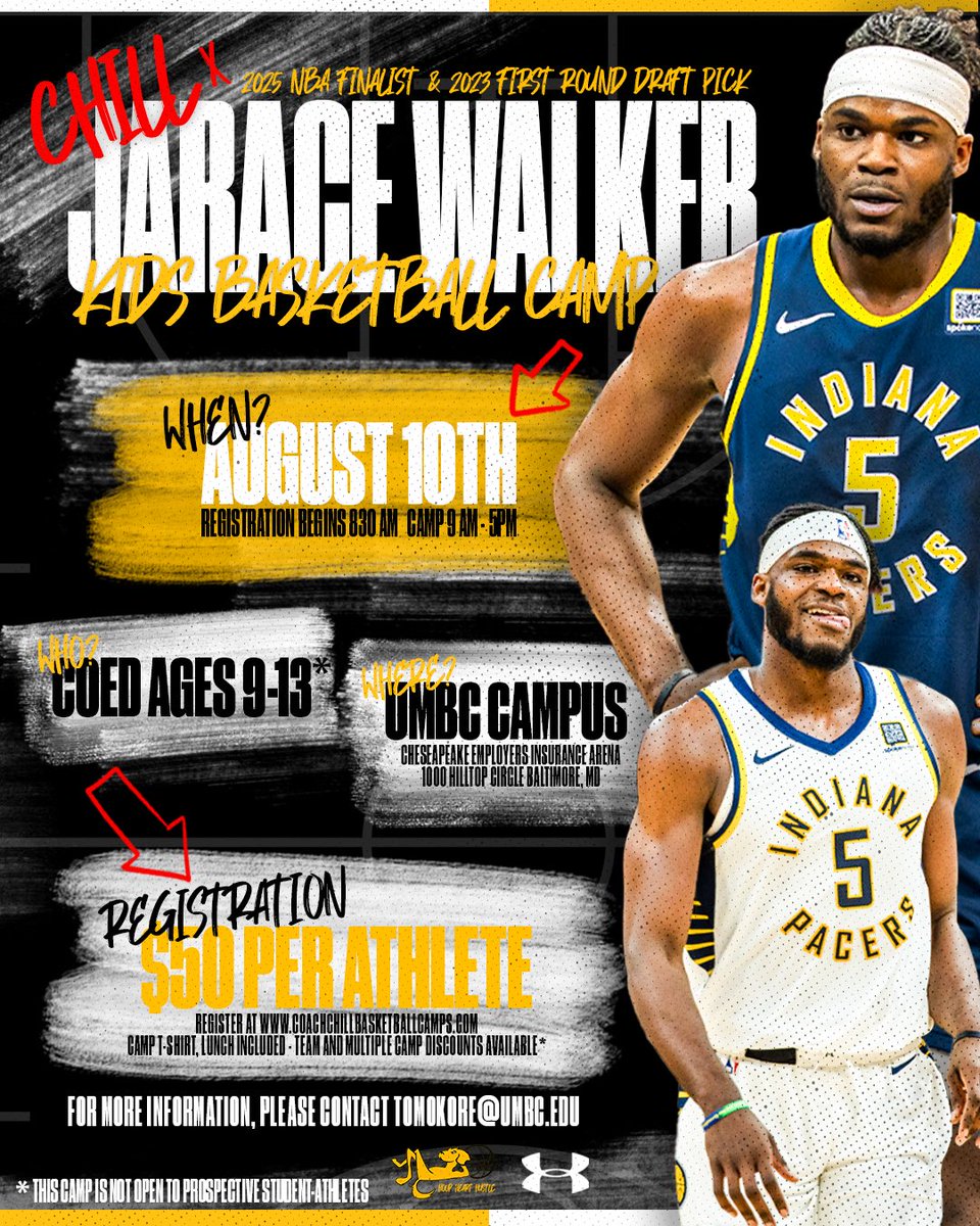UMBC Womenโs Basketball (@umbcwbb) on Twitter photo ๐๐ข๐๐๐ ๐๐๐๐๐ ๐
๐๐๐ฅ๐๐๐ ๐ช๐๐๐๐๐ฅ ๐๐๐๐ฆ ๐๐๐ฆ๐๐๐ง๐๐๐๐ ๐๐๐ ๐ฃ!! ๐ฅ
๐
August 10 | โฐ 9AMโ5PM
๐ UMBC | Ages 9โ13 | Co-ed
๐ฝ Camp shirt + lunch included
๐ค Panel including College coaches and players ๐๐ข๐๐๐ ๐๐๐๐๐ ๐
๐๐๐ฅ๐๐๐ ๐ช๐๐๐๐๐ฅ ๐๐๐๐ฆ ๐๐๐ฆ๐๐๐ง๐๐๐๐ ๐๐๐ ๐ฃ!! ๐ฅ
๐
August 10 | โฐ 9AMโ5PM
๐ UMBC | Ages 9โ13 | Co-ed
๐ฝ Camp shirt + lunch included
๐ค Panel including College coaches and players