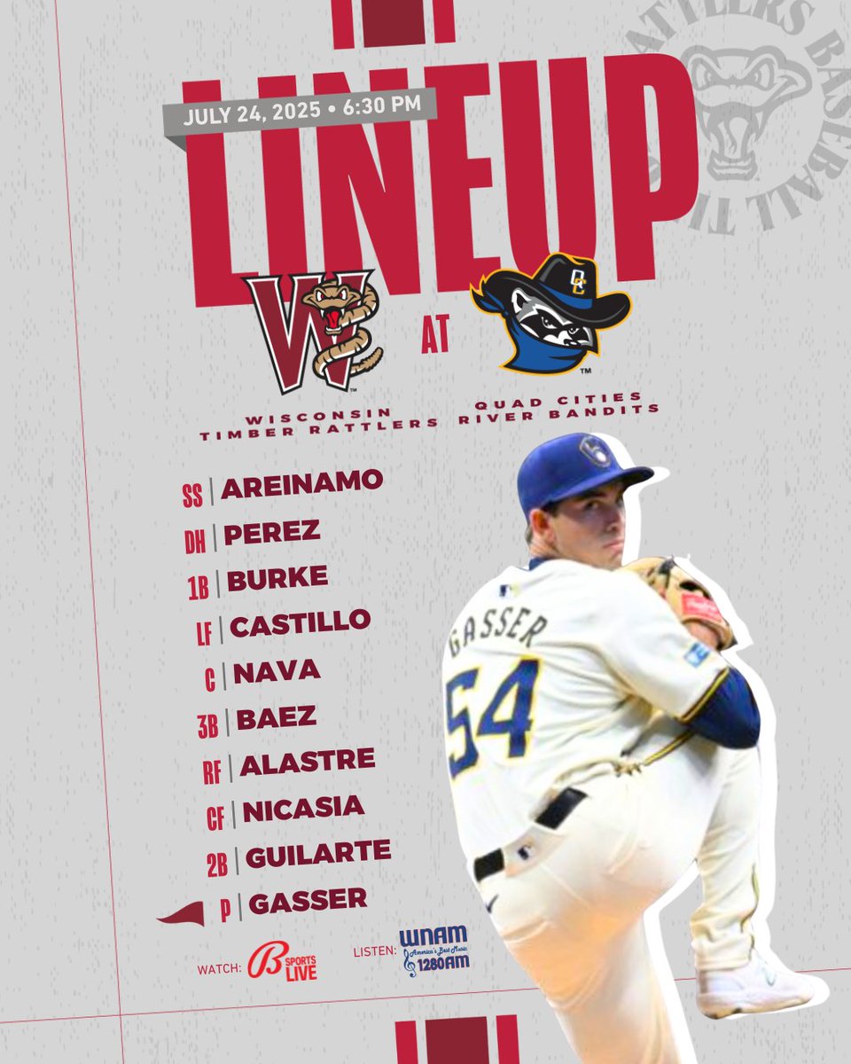 TimberRattlers's tweet image. Gasser makes his return tonight in the QC 🔥‼️
📍 Quad Cities
⚾️ First Pitch @ 6:30 PM
📱 Bally Sports Live App
📻 1280 WNAM
#TRatNation