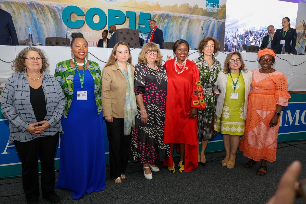 At #WetlandsCOP15 in Zimbabwe,  I joined a group of women leaders united in their commitment to #PeaceWithNature and determined to walk the talk on synergy,  promoting synergistic national implementation of Multilateral Environmental Agreements and associated frameworks and goals