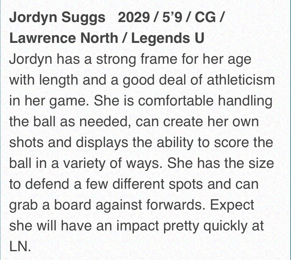 Jordyn Suggs (@jordynk_2029) on Twitter photo Thanks <a href="/coachbeckett/">IGBRR Hoops</a> for taking the time to watch myself and so many other hoopers. It is appreciated. <a href="/LNGB_Coach/">Coach Stephen Thomas</a> <a href="/Legends_Bball/">Legends U Basketball</a> Thanks <a href="/coachbeckett/">IGBRR Hoops</a> for taking the time to watch myself and so many other hoopers. It is appreciated. <a href="/LNGB_Coach/">Coach Stephen Thomas</a> <a href="/Legends_Bball/">Legends U Basketball</a>