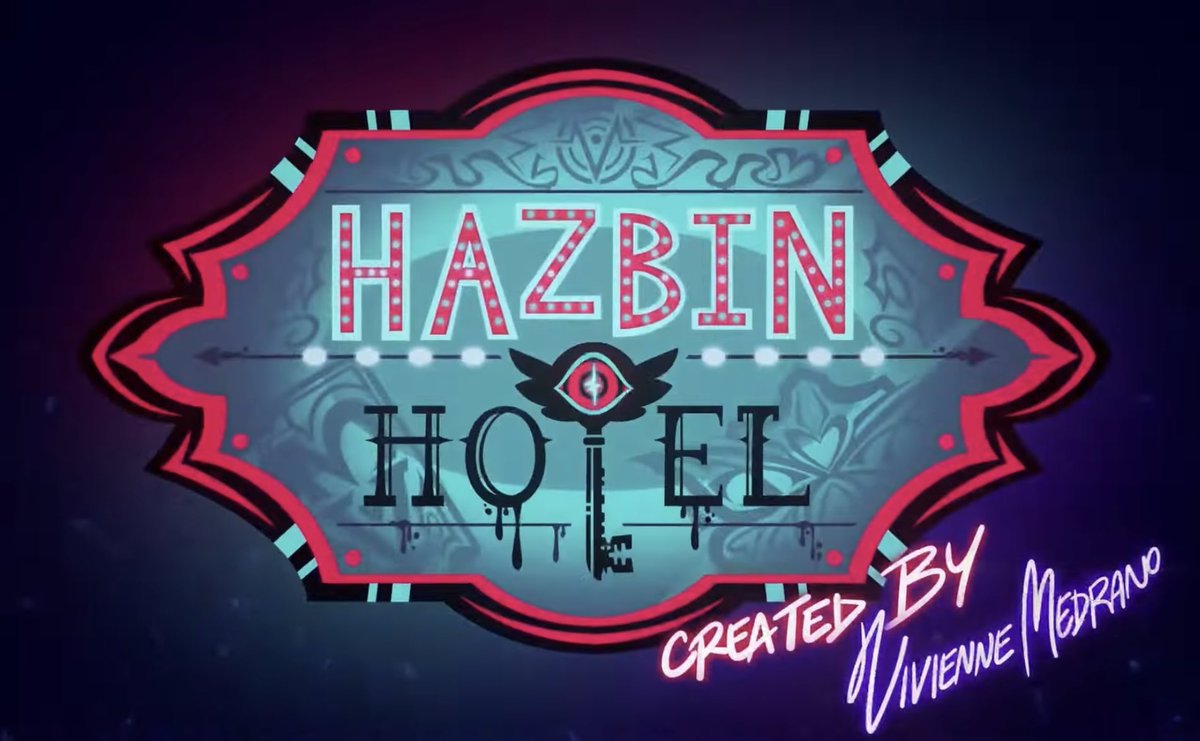 rumpleholmes's tweet image. In the first logo we had the Hotelβs crewβs symbols (Charlie, Vaggie, Alastor, Angel, Sir Pentious, Husk and Niffty)
In the newest we have Vox, Velvette and Valentinoβs