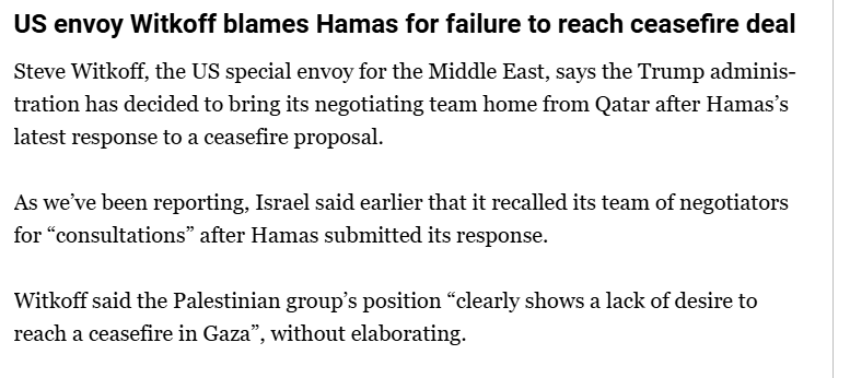 haddad_nikolai's tweet image. The US blames Hamas for breakdown in ceasefire negotiations for insisting on a commitment to an actual ceasefire rather than a 60 day pause in the genocide.
Steve Witkoff is not a neutral negotiator and has skin in the game as an ardent Jewish Zionist and supporter of US empire.