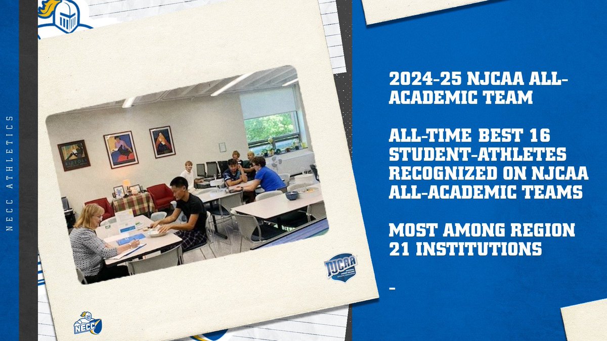 NECCKNIGHTS's tweet image. School record 16 earn @NJCAA All-Academic honors, baseball & Women’s basketball recognized for team academic achievements.