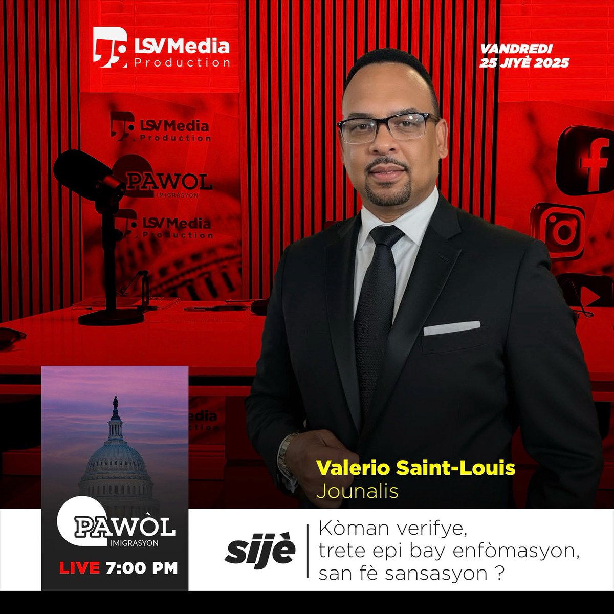 LuckNews88's tweet image. ⚠️Ou pa dwe rate emisyon sa a… sou okenn pretèks.🗓️ Randevou |🏷️ Demen Vandredi 25 Jiyè 2025 lan,⏰ 7-8pm, #PawolImigrasyon @TeleImagetvshow