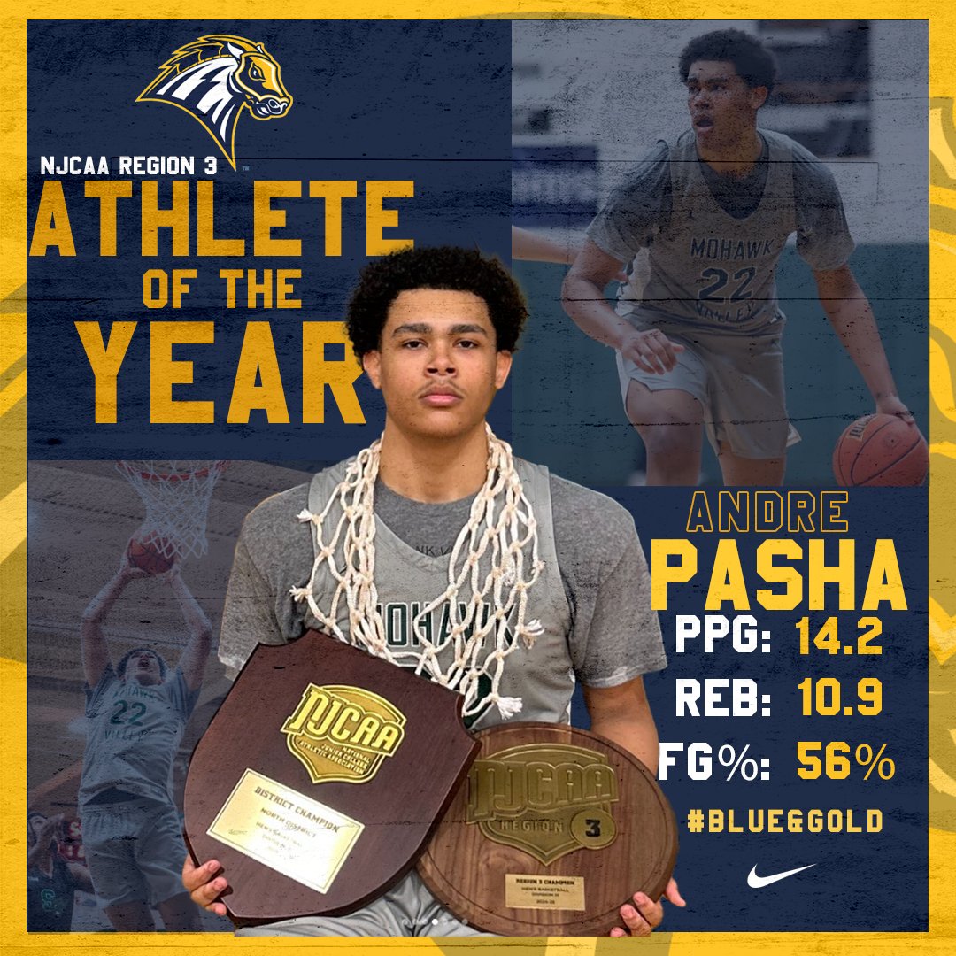 UNewHavenMBB's tweet image. Congrats to Class of 2028 commit Andre Pasha (@AndrePasha15) on being named the NJCAA Region 3 Male Athlete Of The Year!

#BlueAndGold | #NECMBB