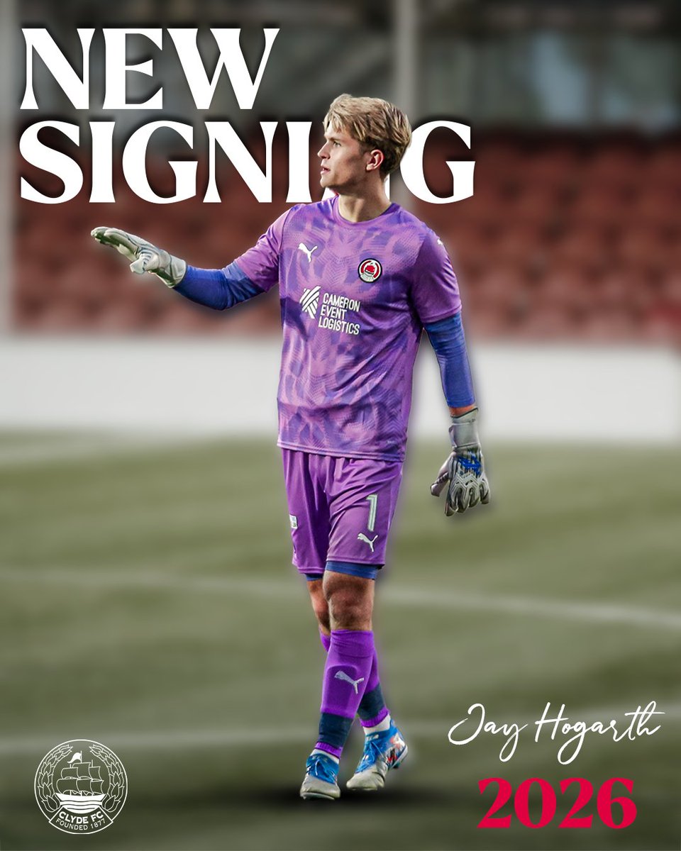 ClydeFC's tweet image. ๐๏ธ We are delighted to announce the signing of Jay Hogarth on a one-year deal, subject to SFA approval.
The goalkeeper joins The Bully Wee after an impressive debut as a trialist on Tuesday, saving two penalties in the shootout.
๐ clydefc.co.uk/news/2025/07/nโฆ