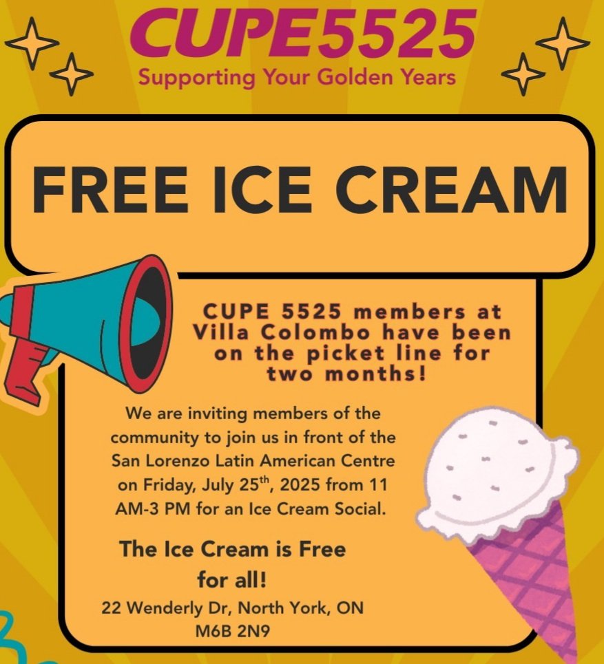 CUPEOntario's tweet image. TOMORROW: A solidarity social with the residents of the Dufferin/Lawrence West neighborhood, hosted by the amazing members of @CUPE5525!
Find out more at 5525.cupe.ca