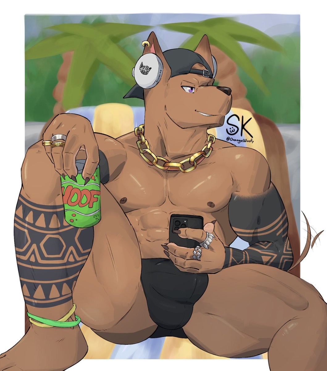 cainenines's tweet image. Summer glow-up

🎨@OrangeWoofy

#furry #pup #dog #xolo #pecs #flex #tattoo #ink #piercing #art #furryart