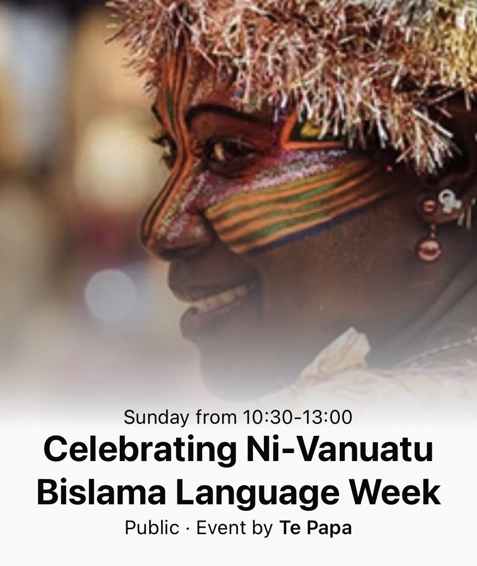 The first official Vanuatu Bislama Language Week in Aotearoa NZ starts on Sunday 27 July. 🎉 A week of cultural events across the country. Speeches, string band &amp; craft at Te Papa from 10:30am on Sunday. Check events in your area on MPP’s website:
mpp.govt.nz/programmes-and…