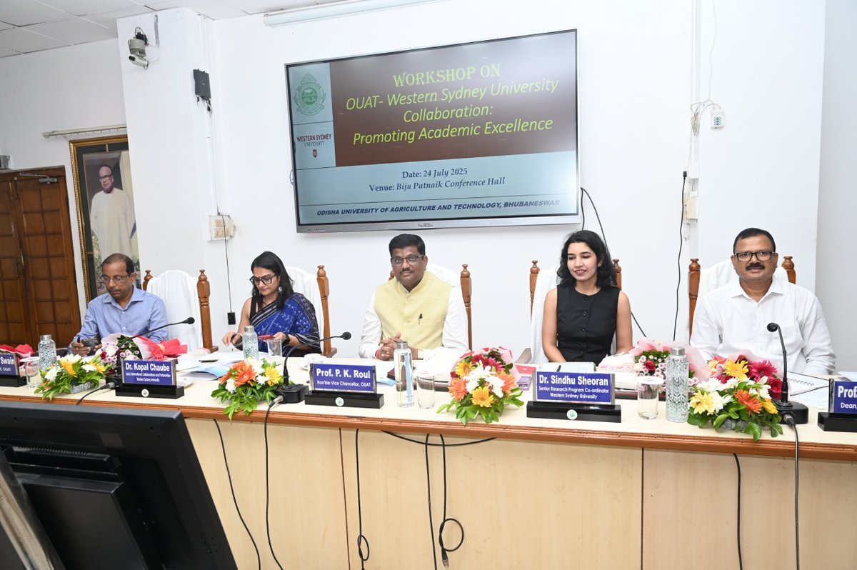 A workshop was organised in OUAT jointly with Western Sydney Univ. on 24.07.25 for promoting Academic Excellence. It was presided by Prof. P. K. Roul,HVC. Dr. K.Chaube, Inter. &amp; Partnership Lead &amp; Dr. S.Sheoran, Sr. Res. Prog. Coordinator from WSU deliberated on dual degree prog.