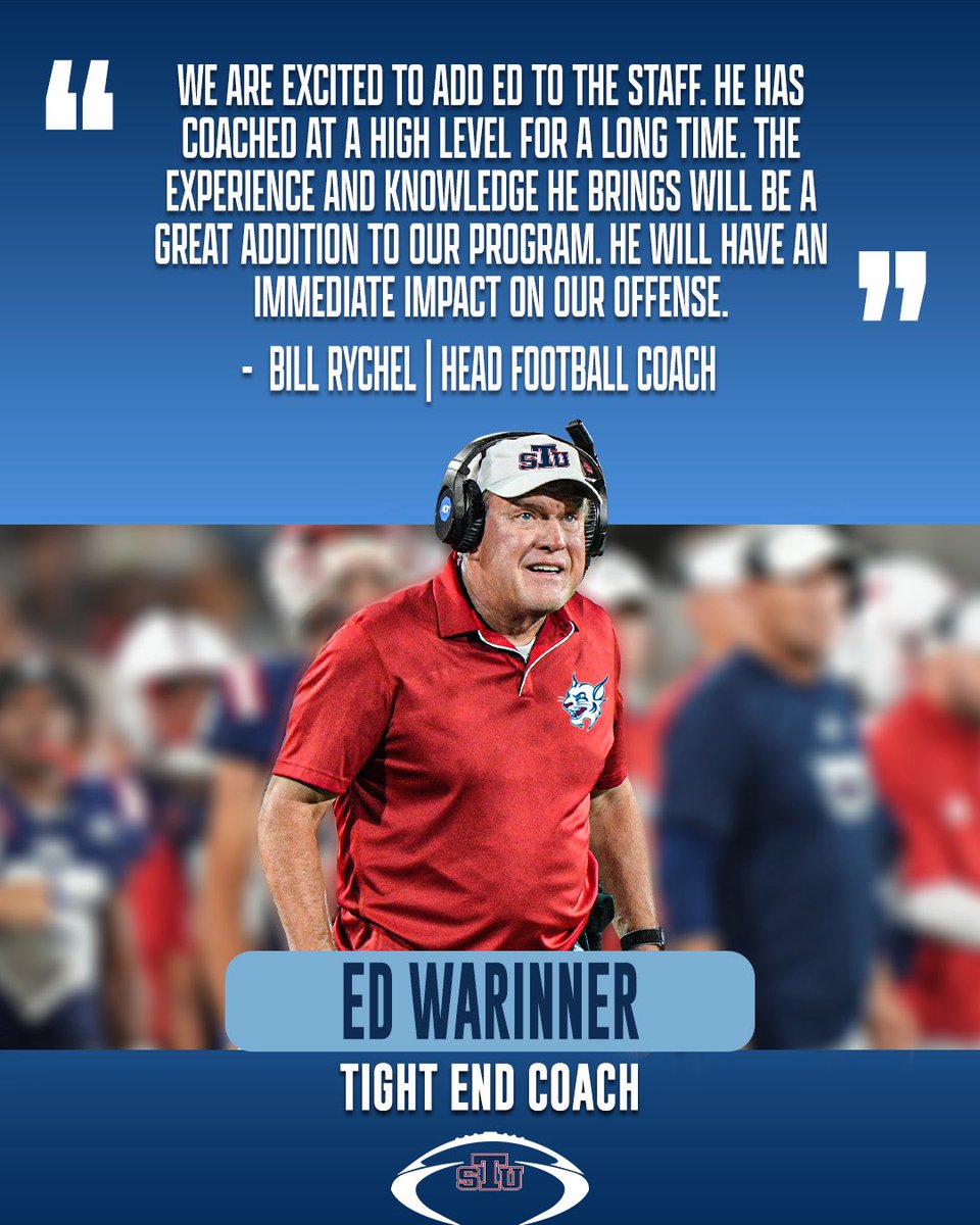 Former #FAU OL/AHC <a href="/4Warinner/">Ed Warinner</a> has joined <a href="/STU_Football/">STU Football</a> as TE Coach.