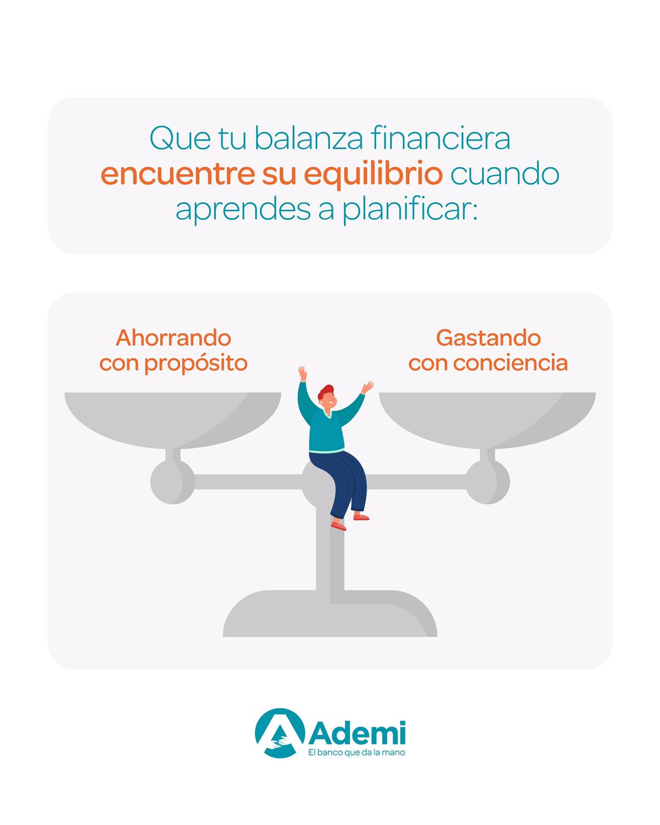 💡 La clave para una vida financiera saludable está en el balance.

Planifica, ahorra con propósito y gasta con conciencia para mantener tu balanza en armonía.

📊 En Banco Ademi te acompañamos a lograrlo.

#BancoAdemi #ElBancoQueDaLaMano
