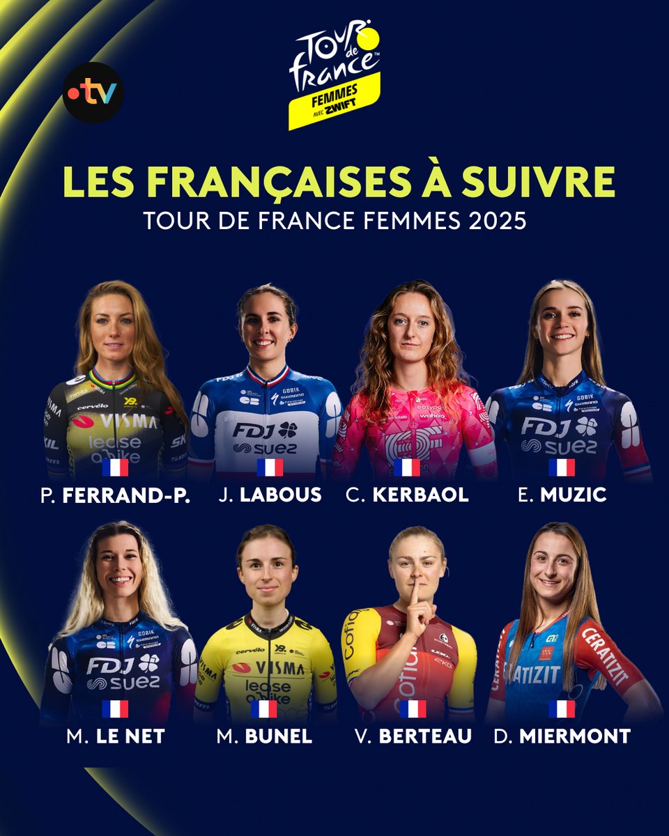 🚴‍♀️ #TDFF | 🇫🇷 Parmi les nombreuses Françaises engagées sur le Tour de France Femmes, voici les têtes d’affiches ! Qui voyez-vous briller cette année ?